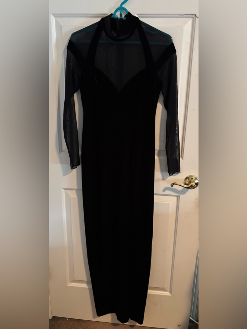 Vintage Night Way Collections Black Velvet Maxi Dress